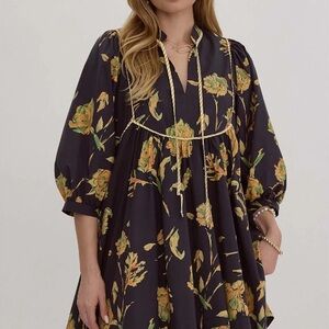 Entro Black Dress with Vibrant Floral Design small